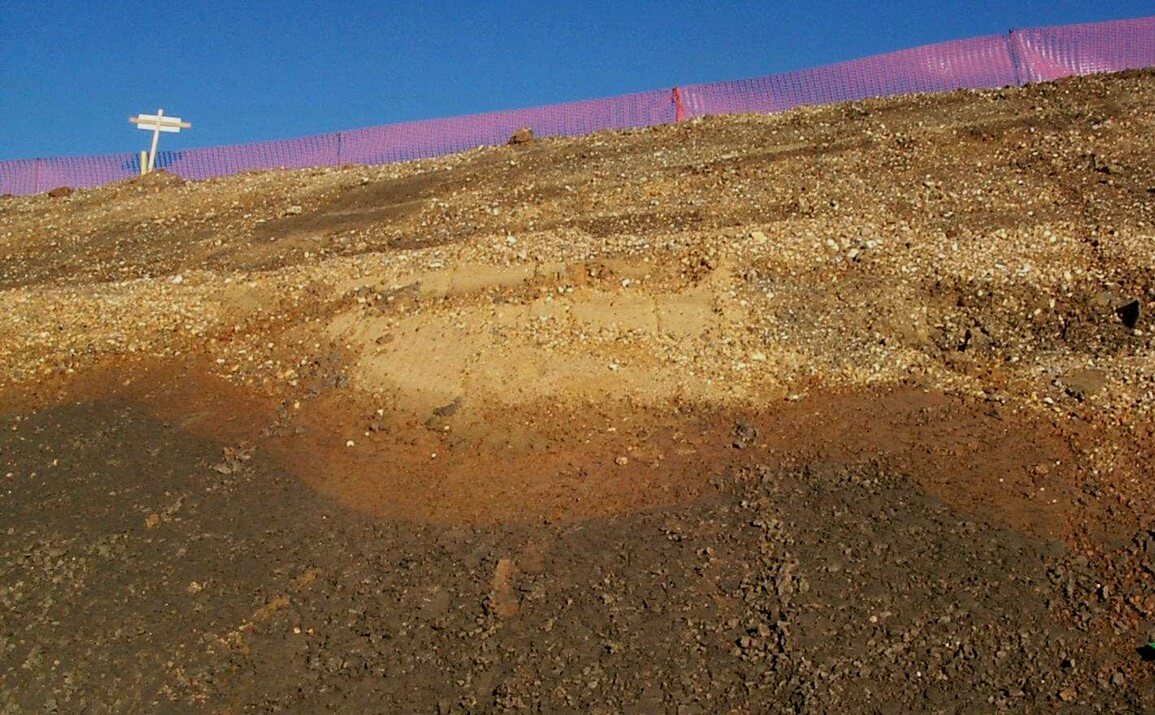 A soil embankment